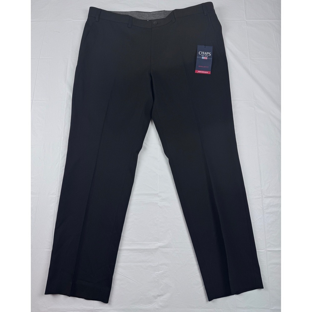 Chaps Mens Performance Regular Fit Dress Pants Black 38x30 NWT Wrinkle Resistant
